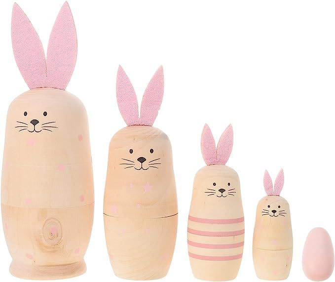 ARTIBETTER Rabbit Bunny Nesting Doll Family Wooden Matryoshka Russian Doll Handmade Stacking Toy ... | Amazon (US)