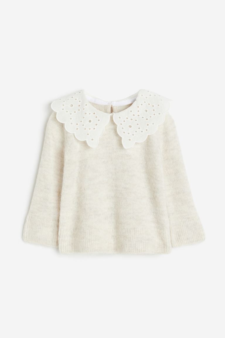 Sweater with Eyelet Embroidery Collar | H&M (US + CA)