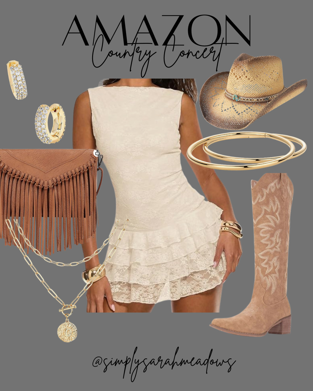 Country chic vibes with this Amazon edit! Perfect for a music festival. Shop my finds @simplysarahmeadows 

 #CountryStyle #AmazonFinds #LTKStyle #LTKFinds #CountryConcert #MomStyle #AffordableFashion #Romper #LTKSummer #SpringStyle #SummerStyle #LTKFestival #LTKSeasonal #LTKOver40