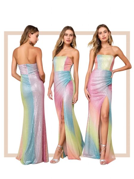Rainbow sequin strapless formal party prom wedding guest pride maxi dresss

#LTKwedding #LTKstyletip #LTKparties