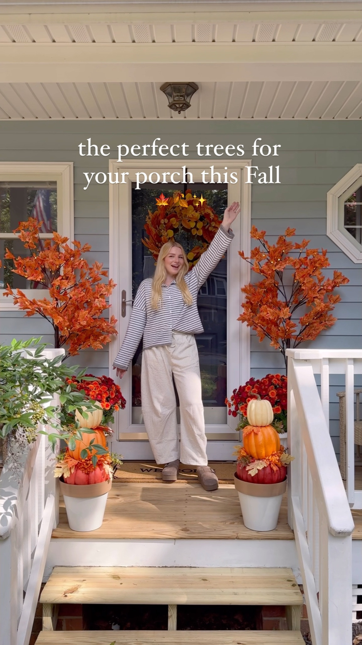 Cutest trees for your front porch! These are the 6ft size #fall #frontporch #falltrees #falldecor #fallfrontporch 

#LTKSeasonal #LTKSaleAlert #LTKHome