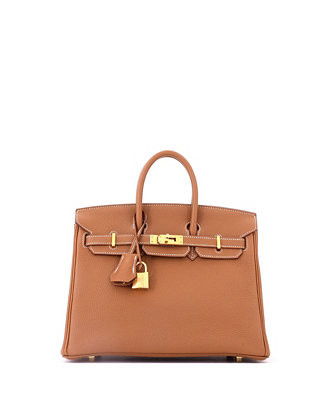 Birkin 25 Handbag Brown Togo with Gold Hardware | Macy's