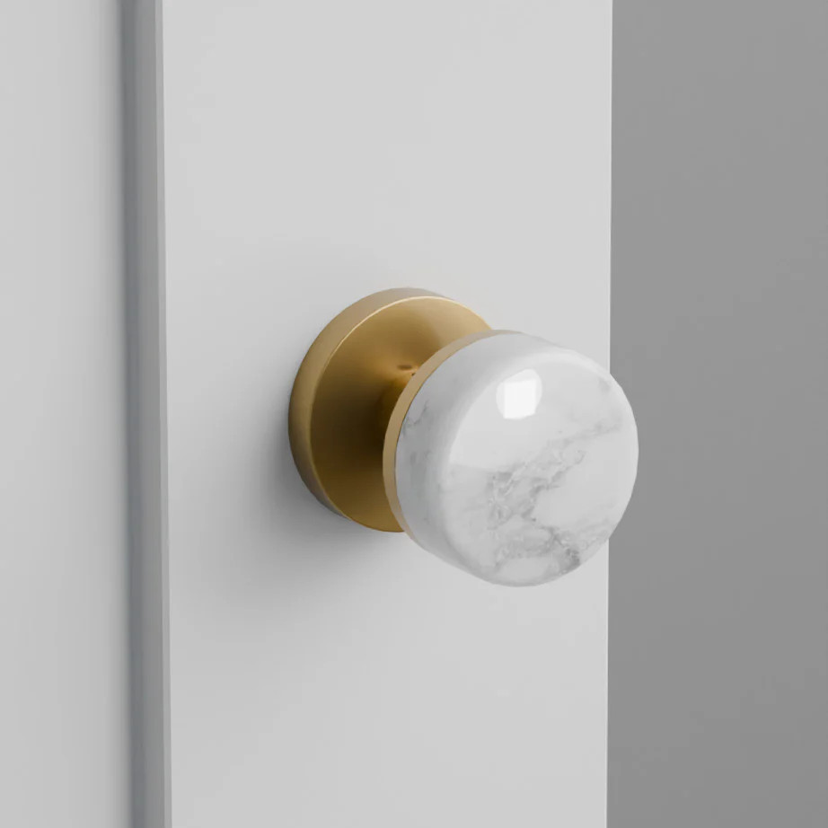 White Marble Door Knob on Disk Rosette | San Diego Hardware