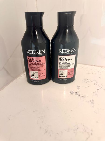 Get Salon quality gloss at home with the new acidic color gloss line! 

Redken Acidic Color Extend Shampoo and Conditioner are specifically formulated to help extend the life of colored hair. They work to gently cleanse and condition while also helping to protect the hair's pH balance. The acidic formula helps seal the hair cuticle, which can help to lock in color and prevent fading. These products are often recommended for those with colored or chemically treated hair to maintain vibrancy and shine.

#LTKbeauty #LTKfamily #LTKfindsunder50