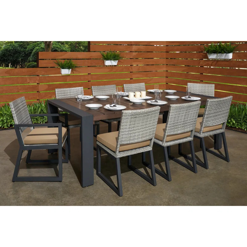 Amali Rectangular 8 - Person 90'' Long Dining Set with Cushions | Wayfair North America
