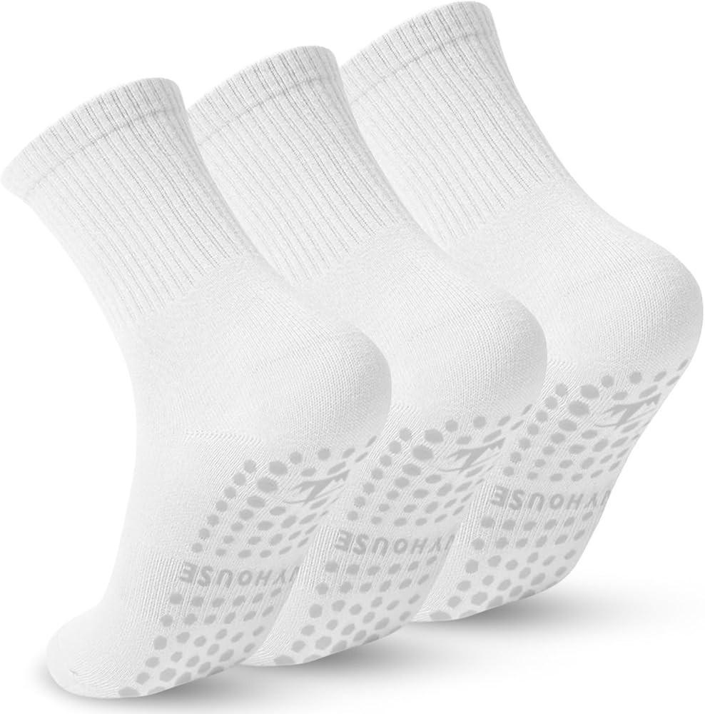 Ivyhouse Pilates Yoga Socks with Grips for Women - Crew Length Ballet Barre Socks - Sticky Workou... | Amazon (US)