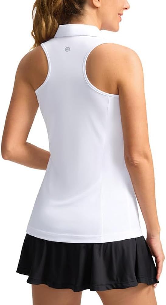 Women's Sleeveless Golf Shirt Zip Up Quick Dry Collared Tank Tops Racerback Tennis Athletic Polo ... | Amazon (US)