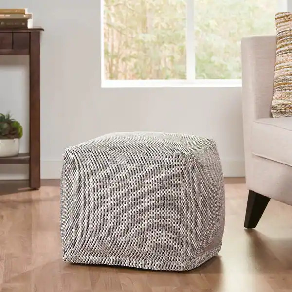 Camrose Fabric Cube Pouf by Christopher Knight Home - Beige + Brown | Bed Bath & Beyond