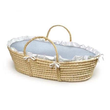Badger Basket Natural Moses Basket, Blue Gingham Bedding | Walmart (US)
