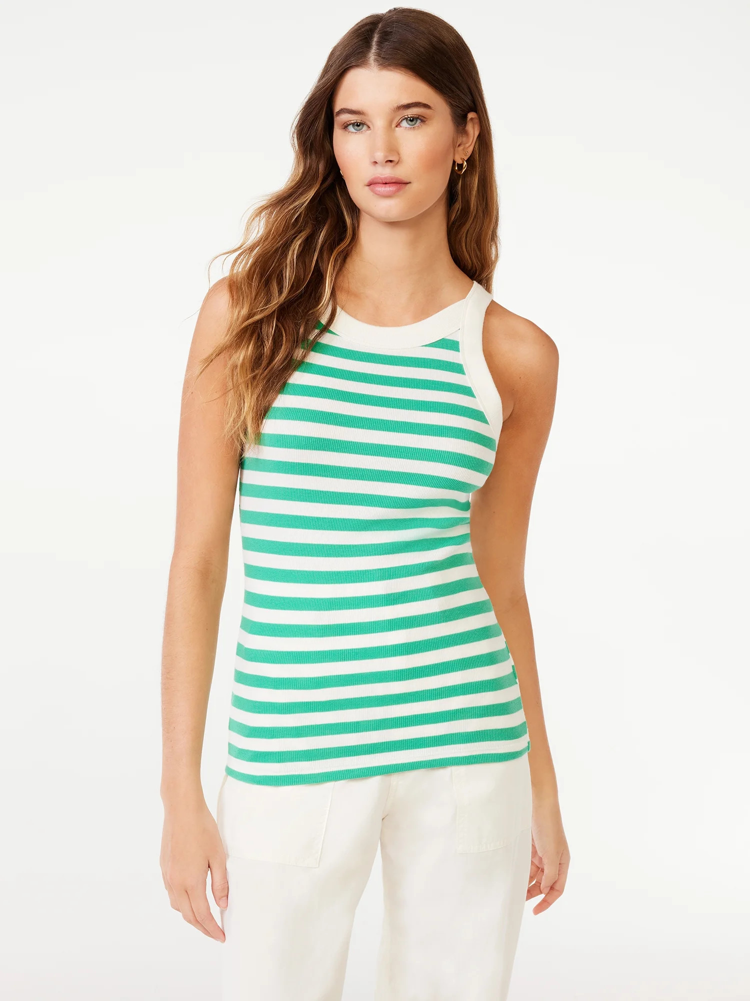 Free Assembly Women's Ribbed Racer Back Tank Top, Sizes XS-XXXL | Walmart (US)