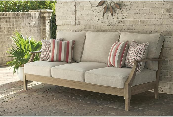 Signature Design by Ashley Clare View Outdoor Patio Sofa, 4 Throw Pillows, Nuvella Weather Resist... | Amazon (US)