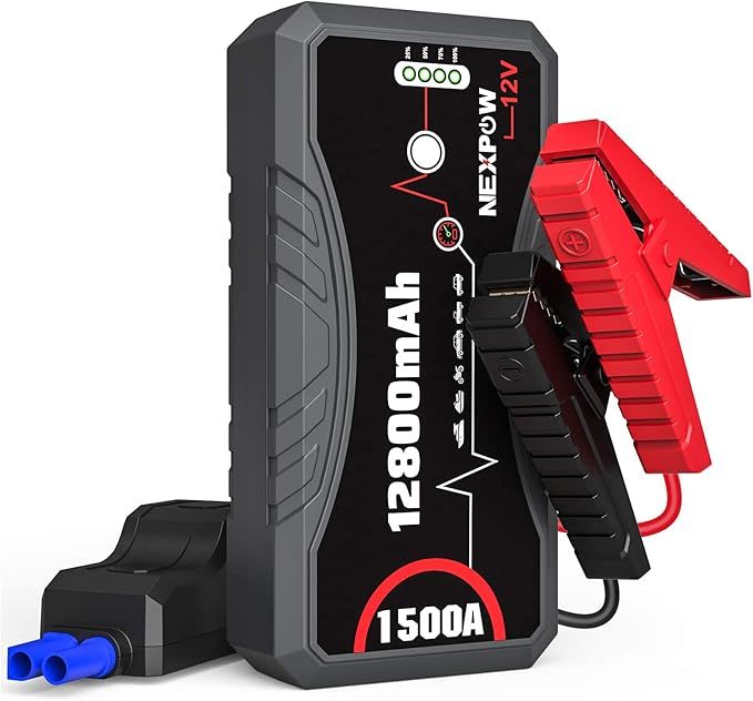 NEXPOW Car Battery Starter Q10S, 1500A Peak 12800mAh 12V Car Jump Starter Power Pack with USB Qui... | Amazon (US)