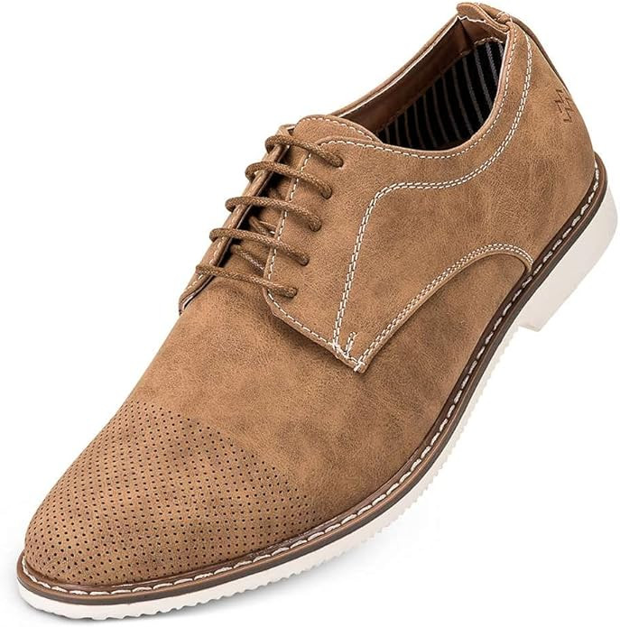 Marino Men's Oxfords Casual Dress Shoes - Comfortable and Breathable Premium Leather Shoe with Ru... | Amazon (US)