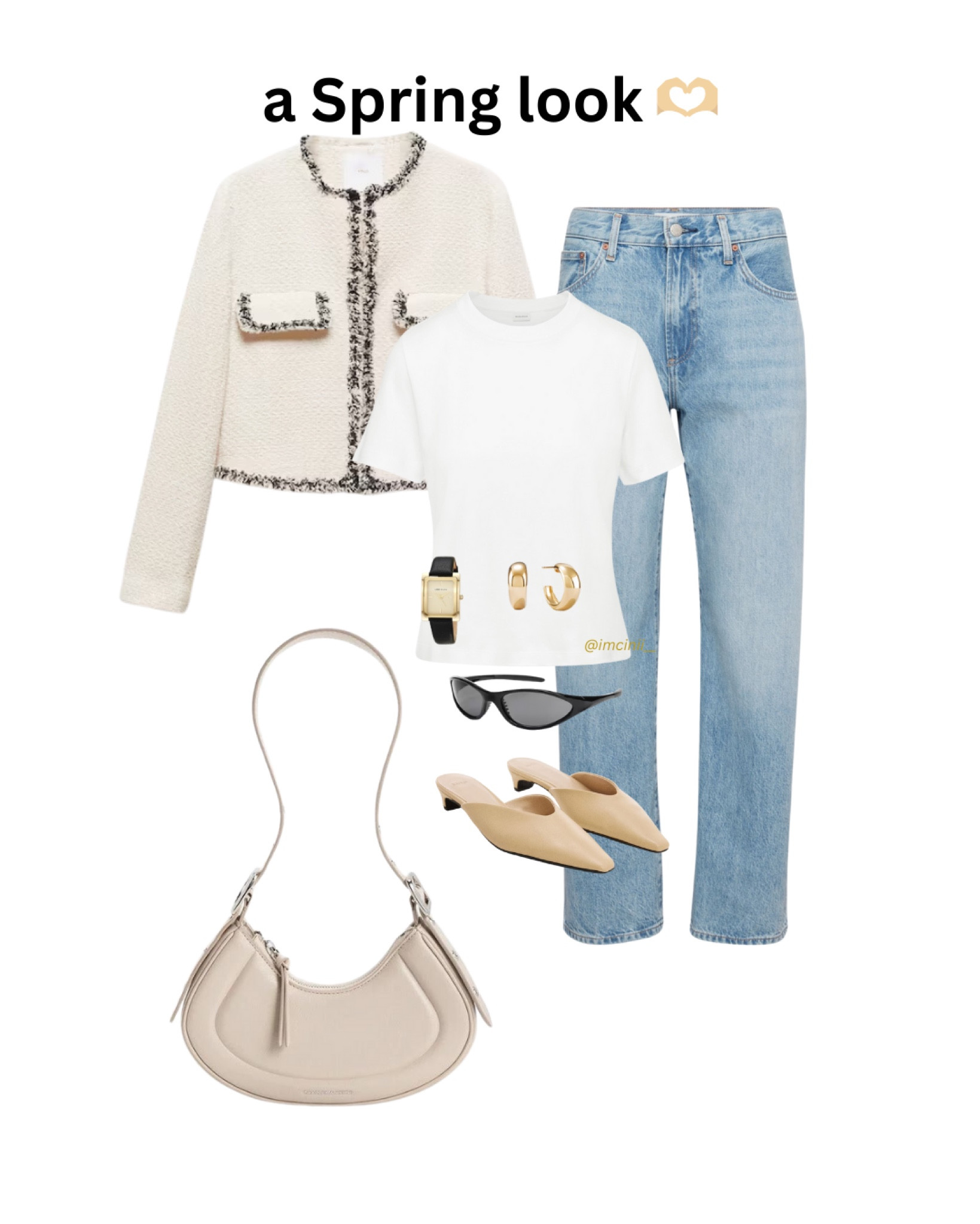 Charles and Keith 15% off 🛒🛍️discount code: COMAMBW15-4UOSB95LHI

Spring Outfit, spring style, spring work outfit, aritzia jeans, blue jeans, tweed jacket, beige jacket, Mango tweed jacket, cotton shirt, white shirt, Charles and Keith Petra curved bag, oat crescent bag, beige  bag, shoulder bag, work bag, nude heels, nude mules, mango heels, gold accessories, outfit inspiration, smart casual outfit ideas 

#LTKworkwear #LTKstyletip #LTKitbag