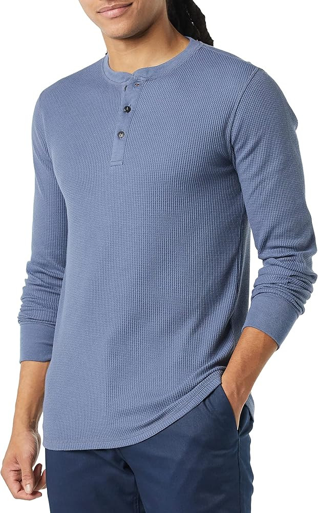 Amazon Essentials Long Sleeve Waffle Henley Shirts for Men, Slim-Fit | Amazon (US)