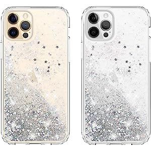 uCOLOR Glitter Case Compatible for iPhone 12 Pro Max 6.7 Waterfall Liquid Sparkling Quicksand Clear  | Amazon (US)