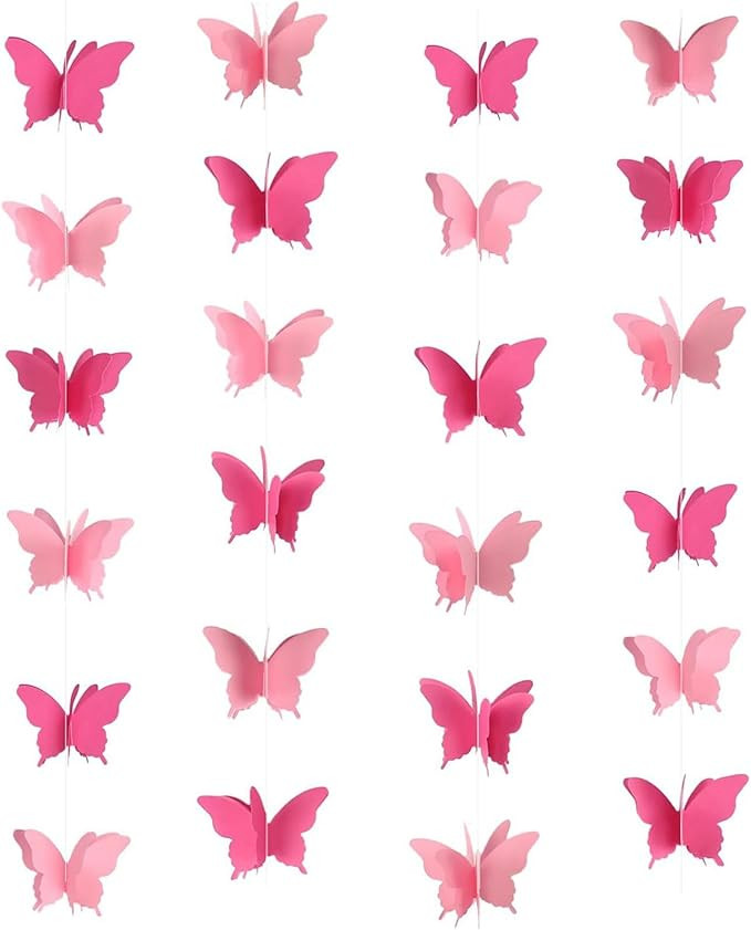 Butterfly Paper Garland 3D Butterfly Hanging Garland Butterfly Banner Decorative Paper Garland fo... | Amazon (US)