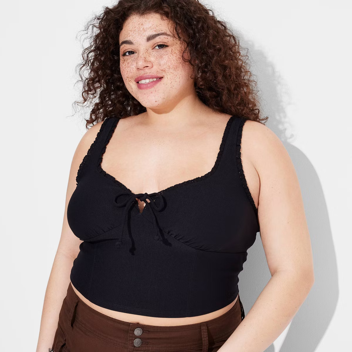 Women's Bow Lace Trim Corset Tank Top - Wild Fable™ | Target