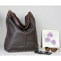 Dark Brown Leather Hobo Bag With Zipper - Everyday Shoulder Bag Limited Edition | Etsy (US)