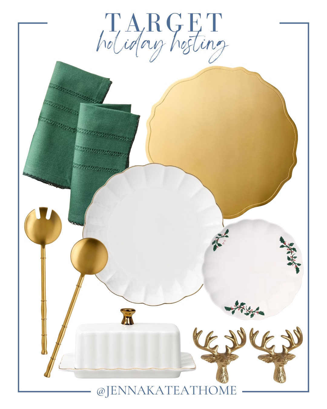 Holiday hosting includes dinner plates, charger, salad plates, napkins, serving utensils, butter dish, and napkin rings.

Holiday hosting, holiday tablescape, Christmas table

#LTKSeasonal #LTKHome #LTKHoliday