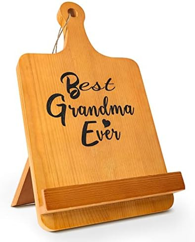 Grandma Gifts Cookbook Stand Recipe Book Holder, Christmas Gifts for Grandma, Cutting Board Style Wo | Amazon (US)