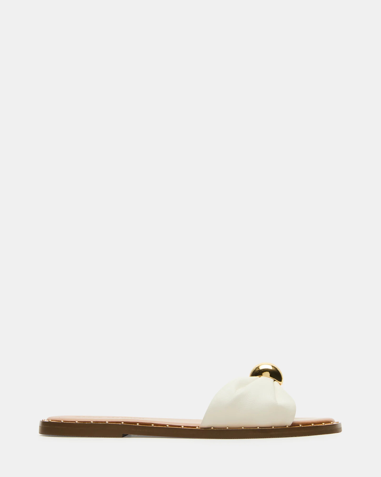 DIPSY White Leather Slide Sandals | Steve Madden (US)
