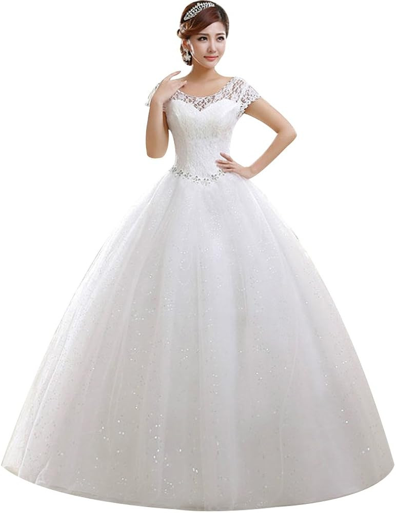 Eyekepper Double Shoulder Floor Length Bridal Gown Wedding Dress Custom Size | Amazon (US)