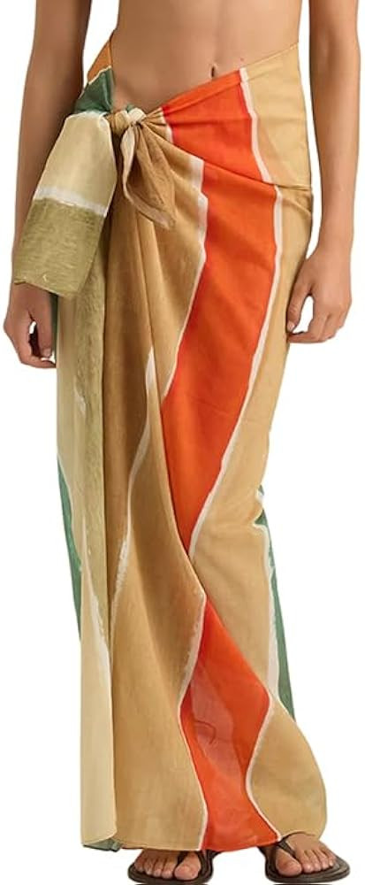 Women's 2026 Sarong Pareo Cotton Beach Coverups Lightweight Wrap Skirt Boho Printed Bikini Cover ... | Amazon (US)