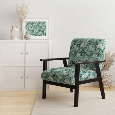 Oceanic Foliage Botanical Pattern I - Upholstered Tropical Accent Arm Chair | Wayfair North America