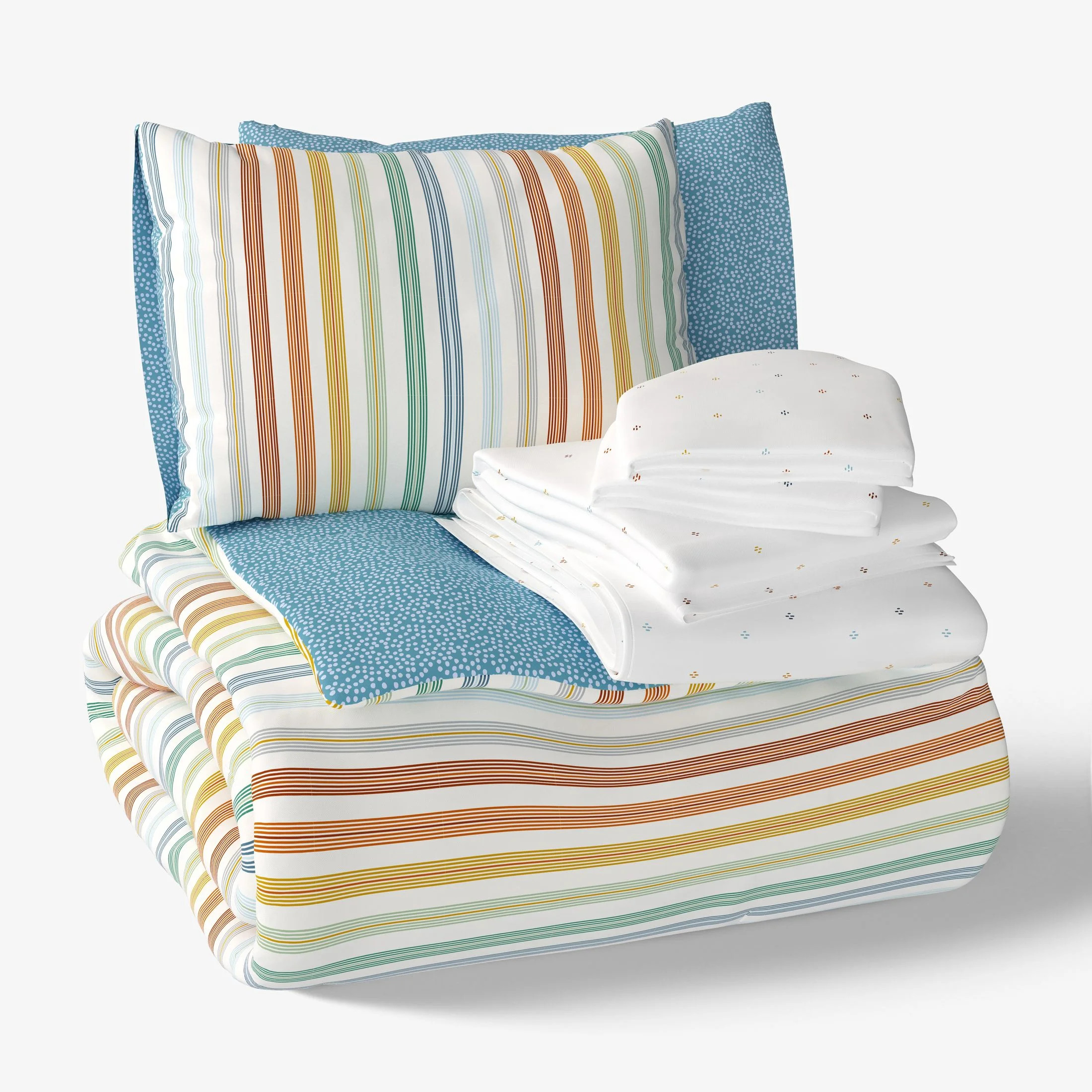 Mainstays Kids Vintage Stripe Reversible Comforter Set with Sheets, Full, 7 Pieces - Walmart.com | Walmart (US)