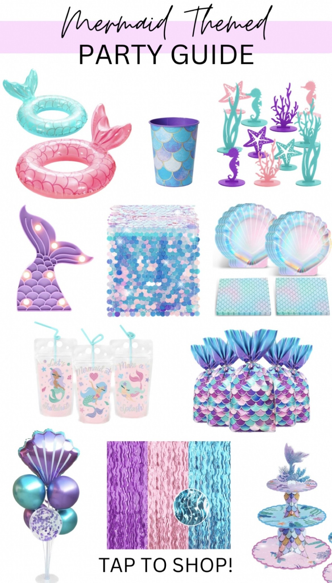 Mermaid party guide/decorations🧜‍♀️💗💜💙 #mermaidthemedparty #mermaidpartydecor #mermaidpartyguide #onederthesea #undertheseaparty #littlemermaid #amazonpartydecor 

#LTKfindsunder50 #LTKparties #LTKstyletip