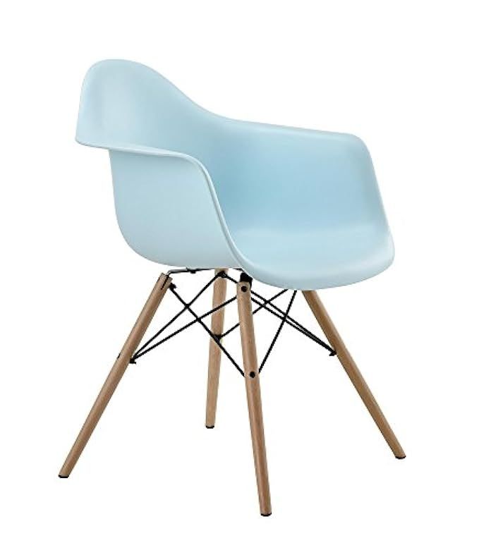 DHP Mid Century Modern Chair with Molded Arms and Wood Legs, Lightweight, Light Blue | Amazon (US)