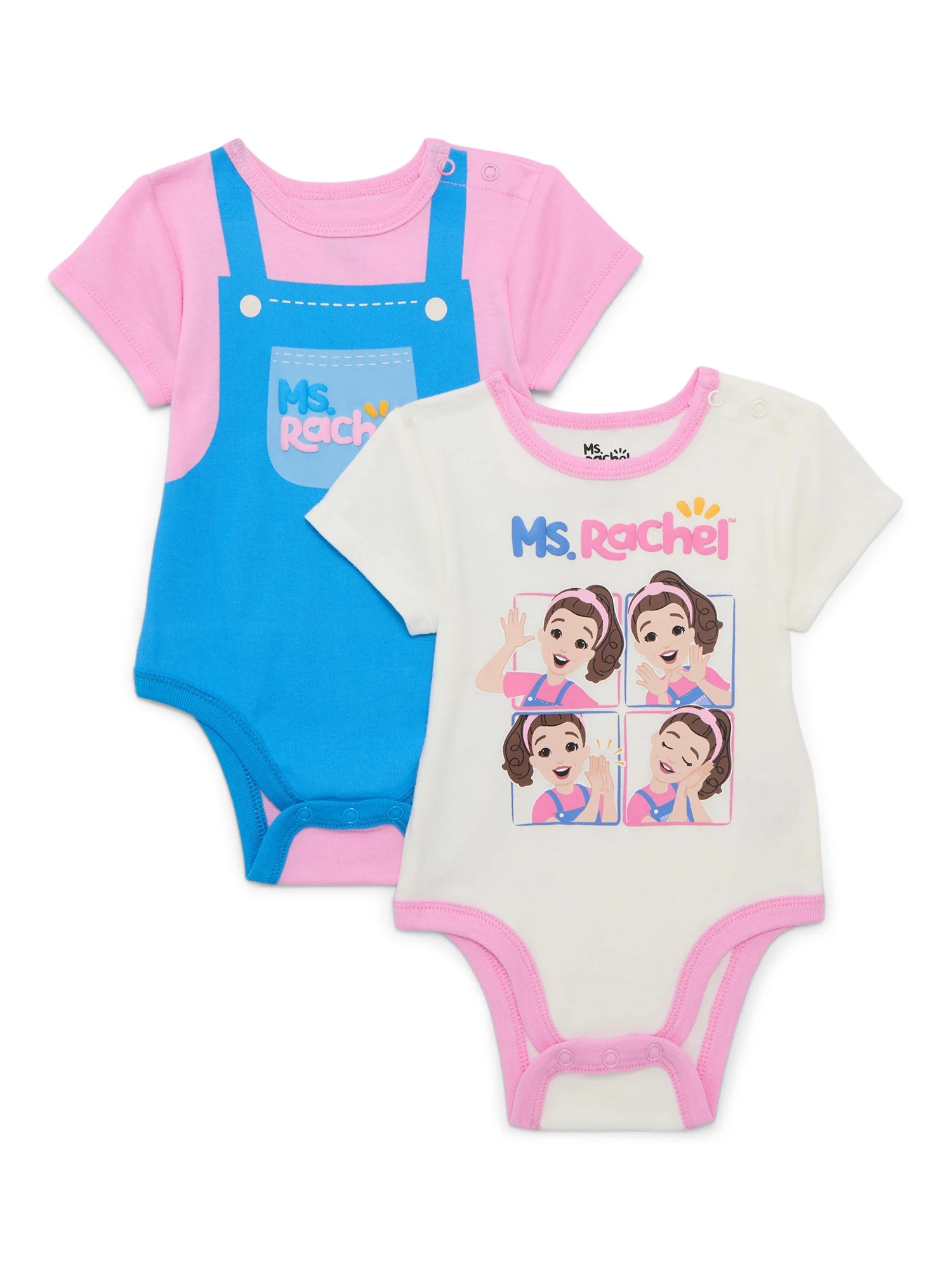 Ms. Rachel Baby Boys or Girls Print Bodysuit with Short Sleeves, 2-Pack, Sizes 0/3M-24M | Walmart (US)