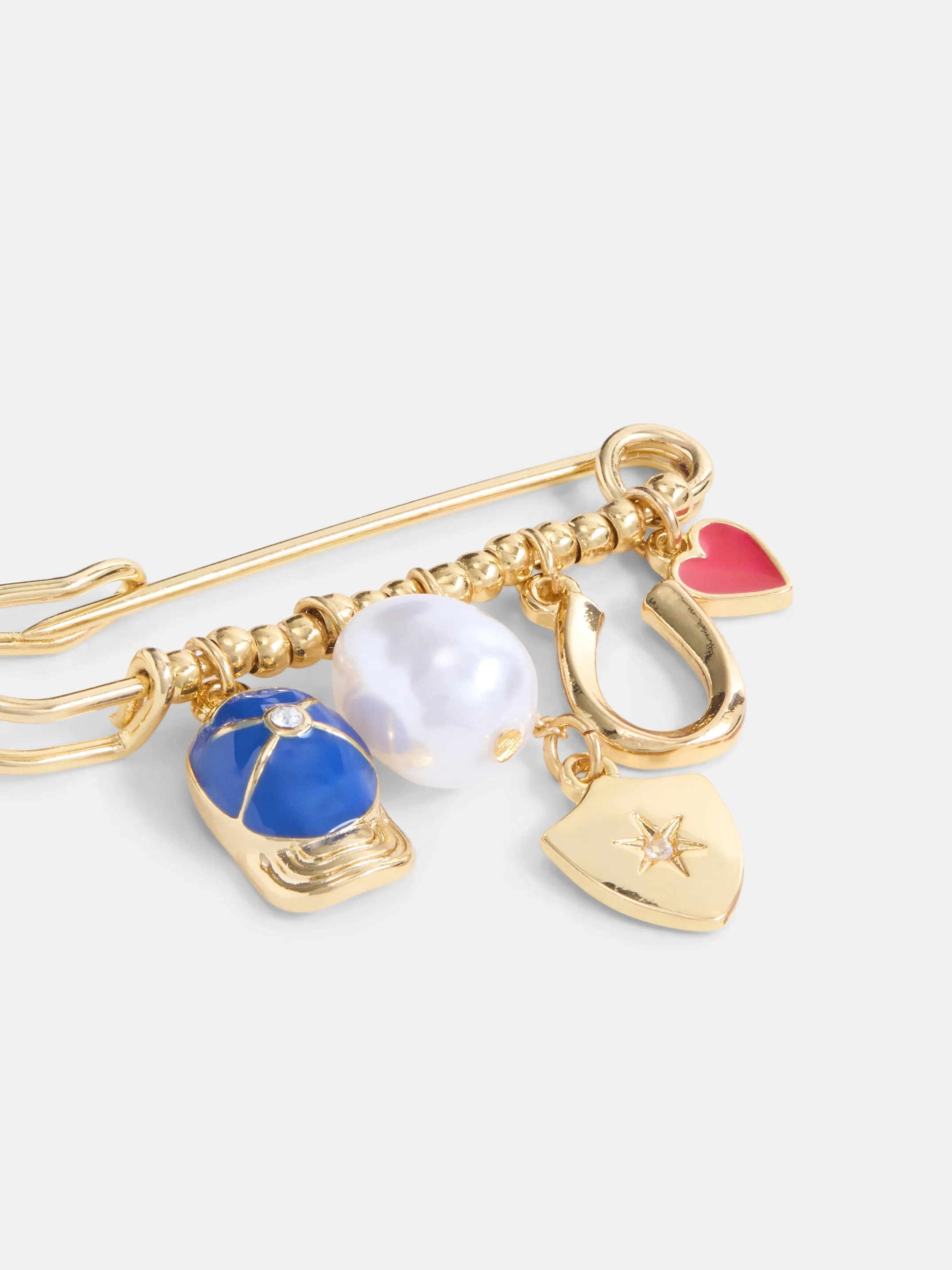 Free Assembly Women's Goldtone Charm Brooch with Pearlescent Bead | Walmart (US)