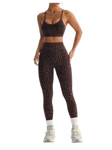 SHENHE Women's 2 Piece Seamless Leopard Workout Set Sports Outfit | Amazon (US)