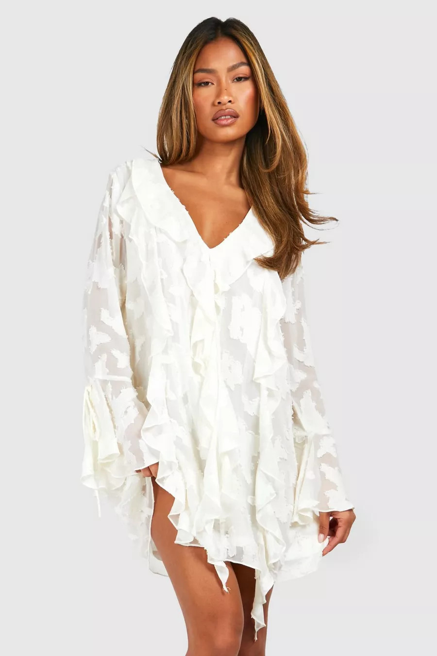 Burnout Floral Ruffle Shift Dress | boohoo (US & Canada)