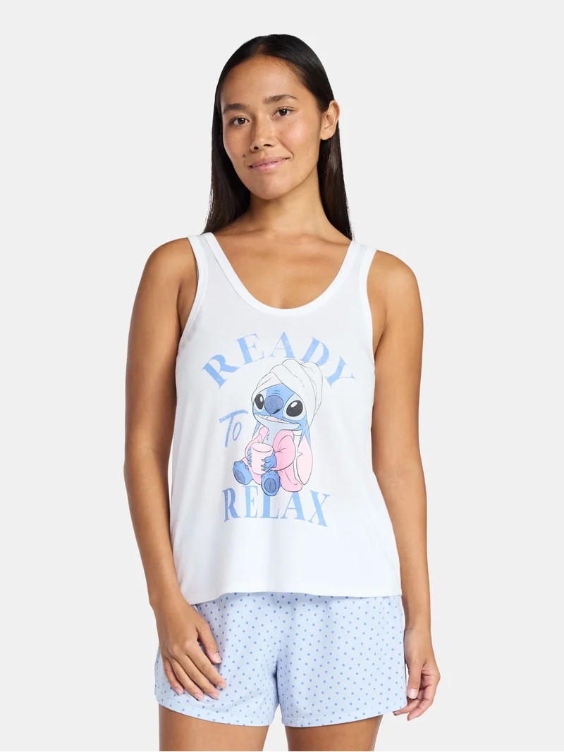 Disney Stitch Women's and Women's Plus Tank Top and Shorts Pajama Set, 2-Piece, Sizes XS-3X | Walmart (US)