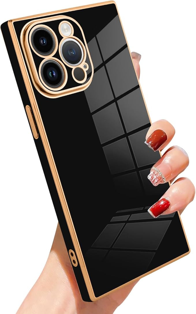 SAKUULO Case for iPhone 14 Pro - Cute Gold Case for Women & Girls - Soft TPU Shockproof Raised Fu... | Amazon (US)