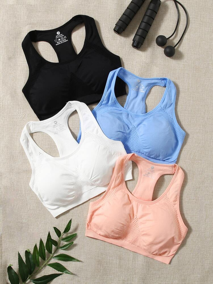 4 Pack Seamless Racerback Sports Bra | SHEIN