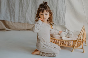 Basics Bamboo Cotton Long Sleeve Drop Bottom Romper - Warm Taupe | Nest Designs