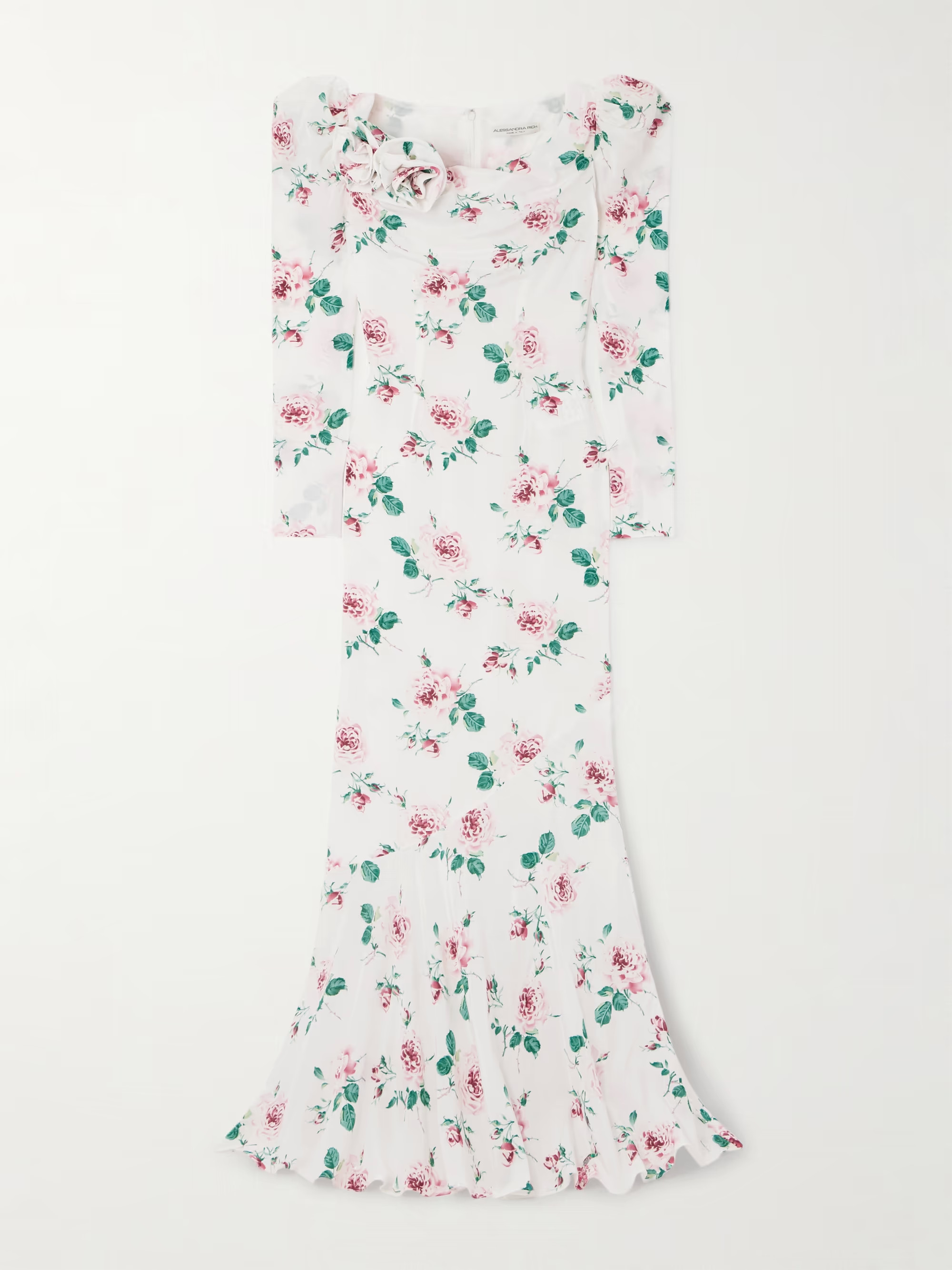 Ruffled floral-print silk-crepe de chine gown | NET-A-PORTER (US)