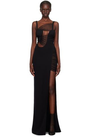 Black Asymmetrical Maxi Dress | SSENSE