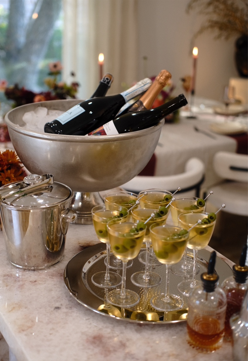 Martini & champagne bar setup for hosting 🍸 

#LTKhome #LTKparties
