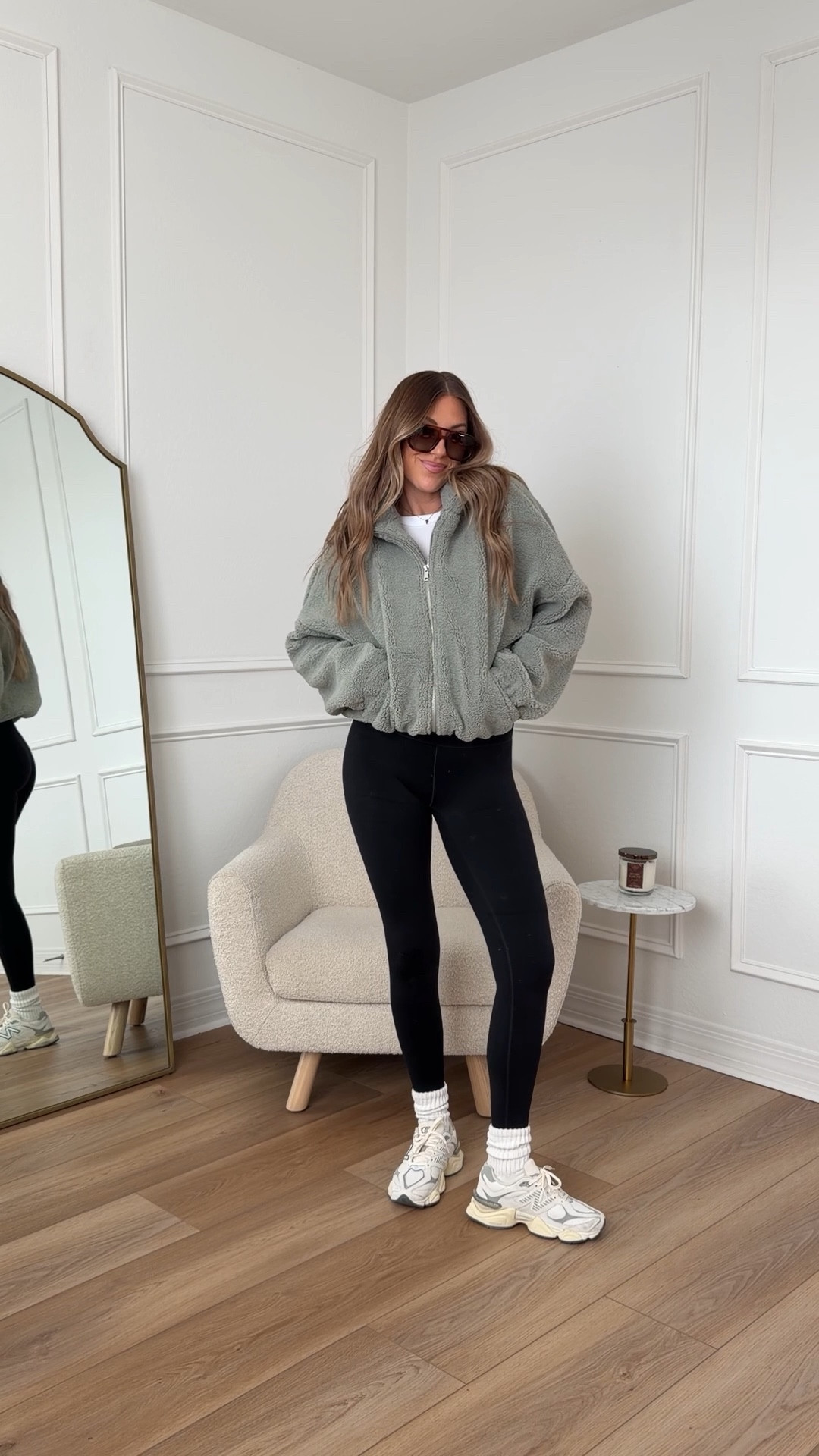 Obsessed with this fleece jacket! Wearing a medium! 