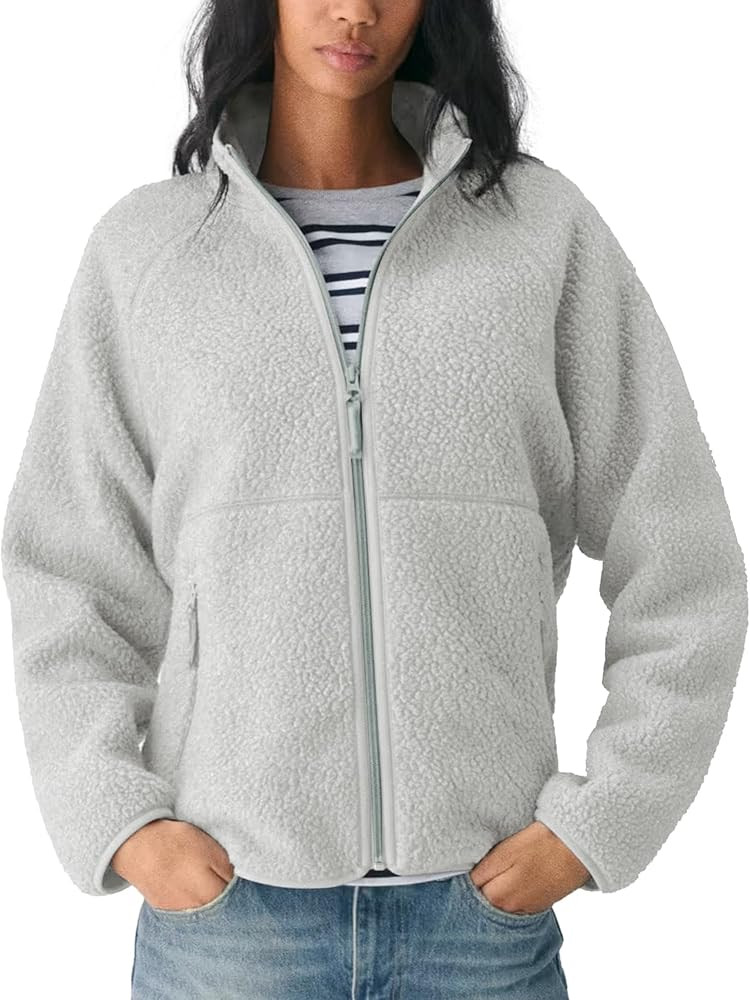 Hixiaohe Womens Fuzzy Fleece Jacket Fall Winter Warm Long Sleeve Sherpa Coats Casual Full Zip Up ... | Amazon (US)