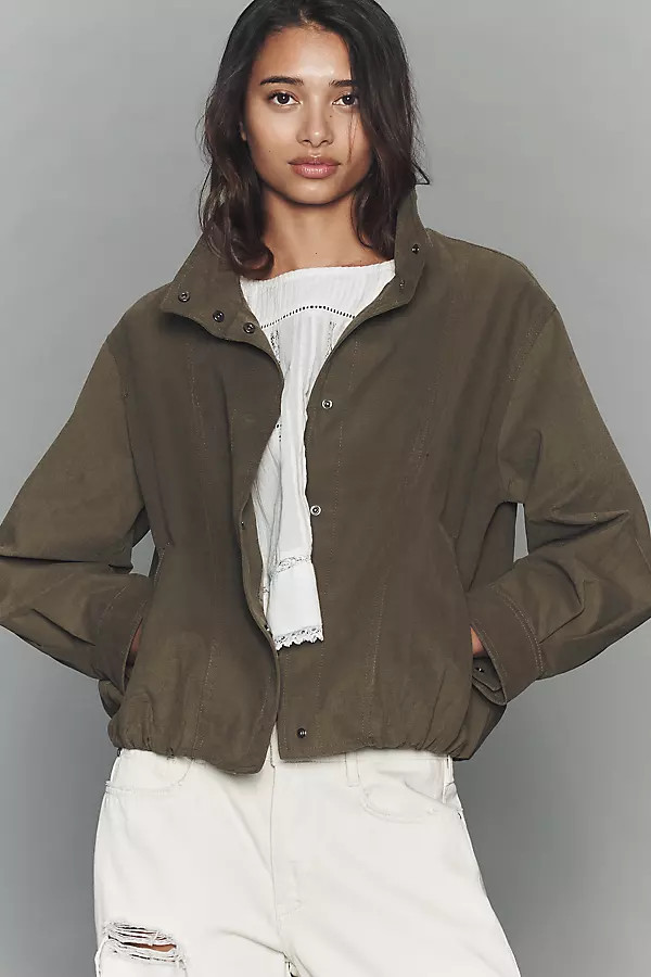 Pilcro 100% Cotton Bubble-Hem Utility Jacket | Anthropologie (US)
