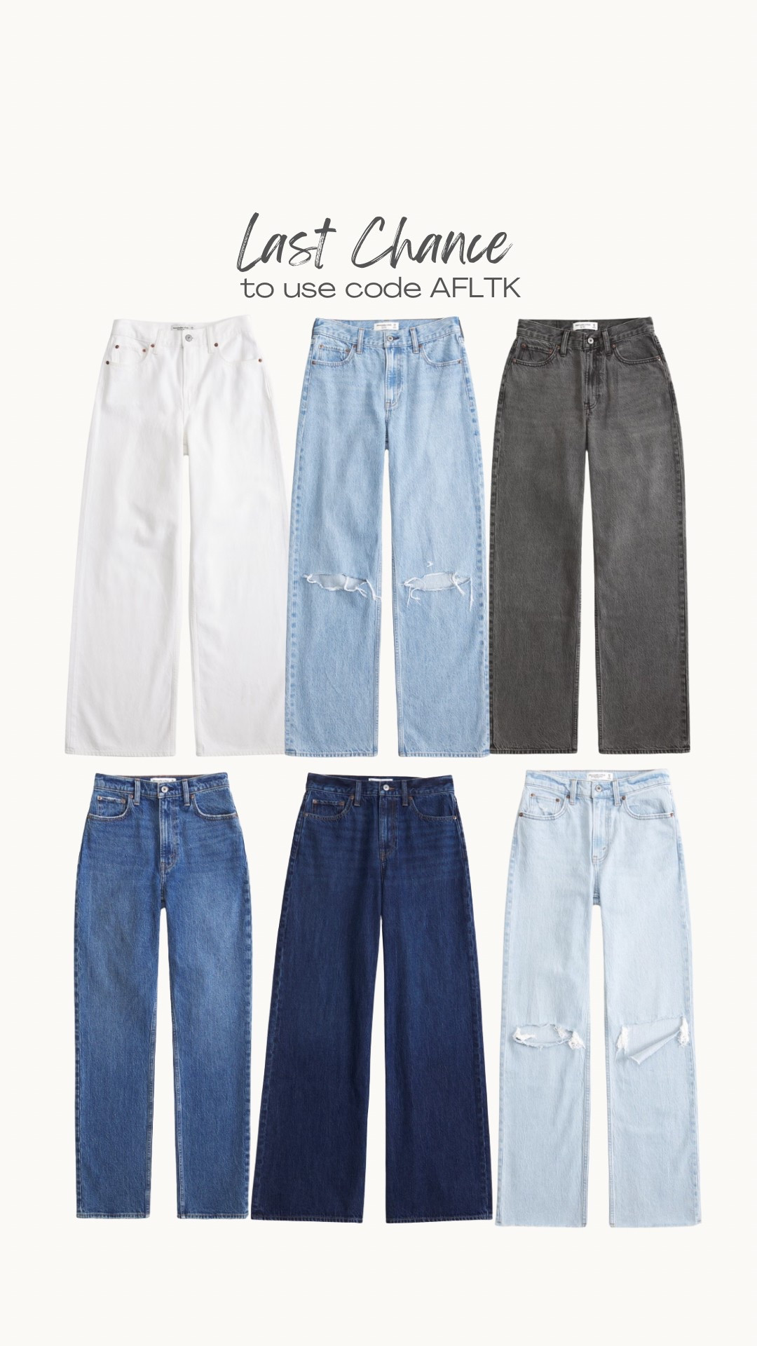 use code AFLTK for 25% off abercrombie jeans! size down in the wide leg!

#LTKFindsUnder100 #LTKFindsUnder50 #LTKSpringSale