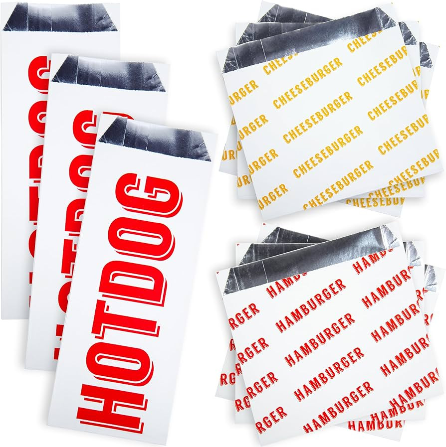 Retro, Grease-Proof Food Wrapper 75 Combo Pack. 25 Each Hamburger, Cheeseburger and Hot Dog Sturd... | Amazon (US)