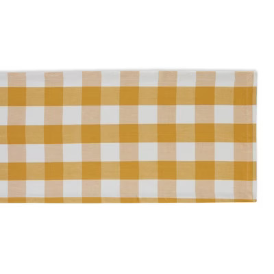 72" x 14" Cotton Buffalo Check Kitchen Table Runner Gold - Design Imports | Target
