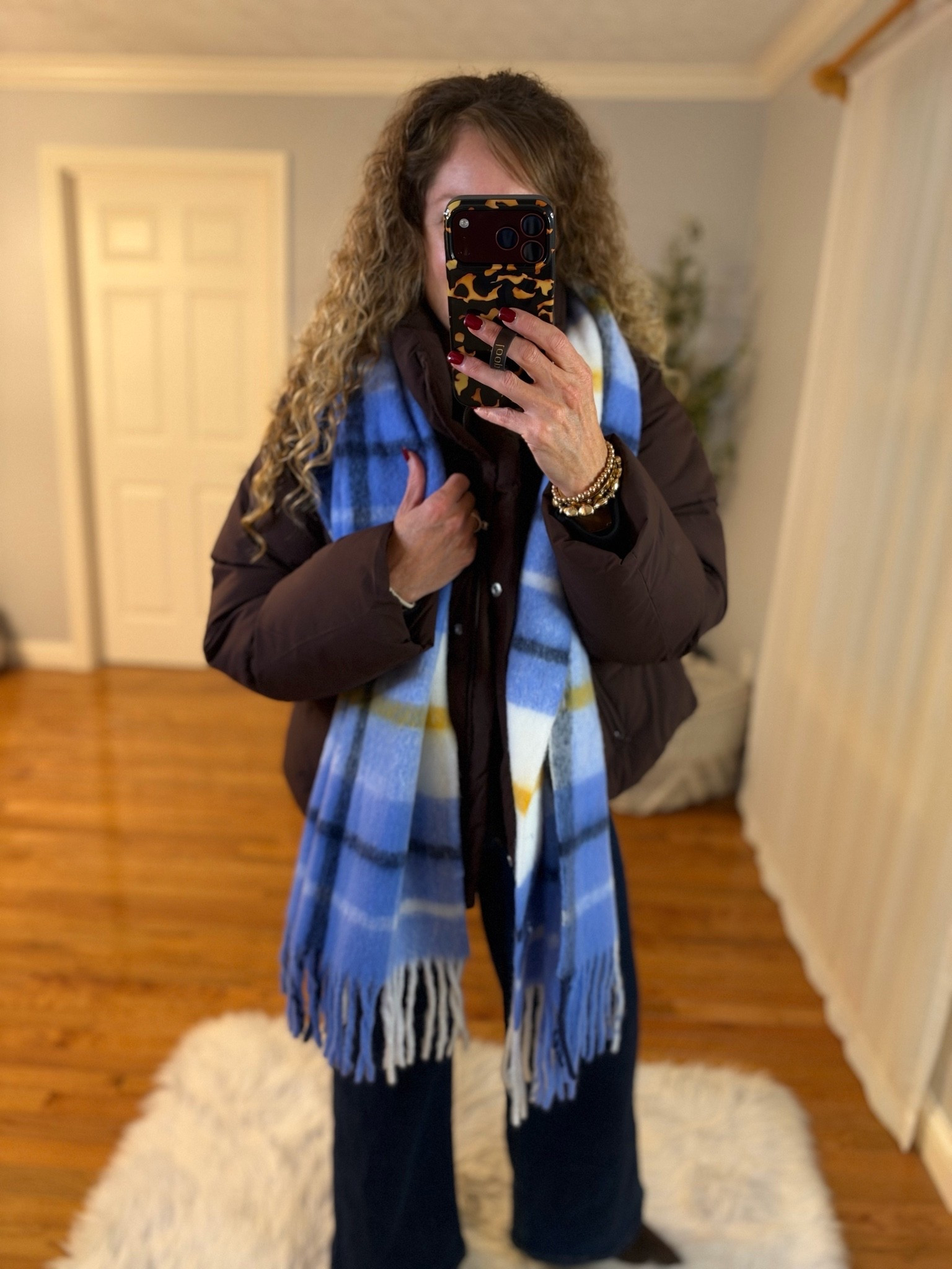 Walmart $13 scarf! Sale ends today! 

Jacket- size medium
Jeans- size 28, reg. TTS

@Walmart #sale #over40style fall outfit/ date night outfit / winter outfit / jacket season